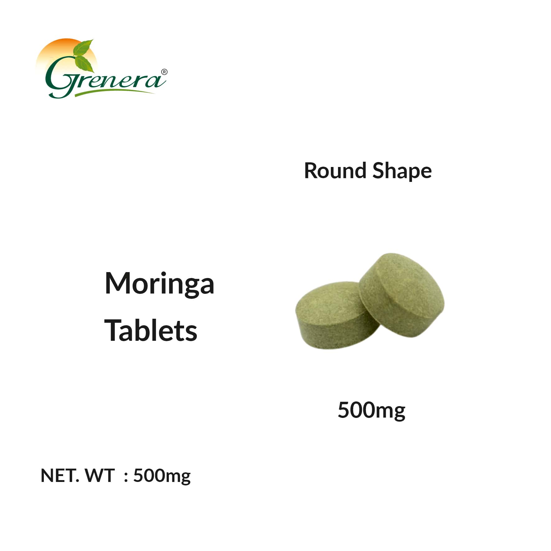 Moringa tablets size